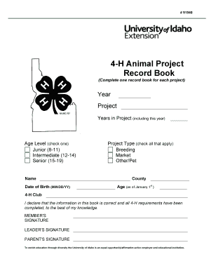 University of Idaho 4H Livestock Project Registration Waiver