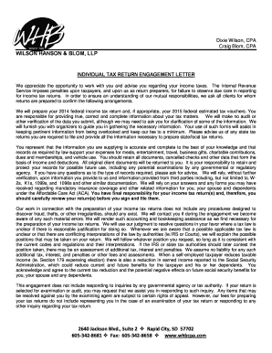 Individual Tax Return Engagement Letter