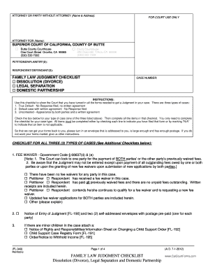 California Family Law Judgment Checklist