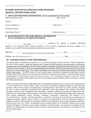 California IHSS Medical Certification Form