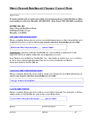 Direct Deposit Enrollment Form