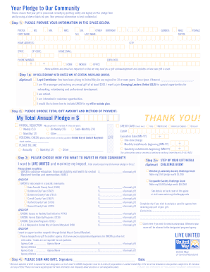 United Way of Central Maryland Pledge Form