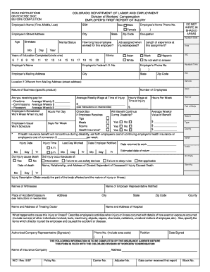 Colorado Employer's First Report of Injury