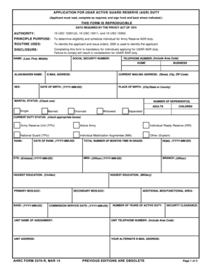 USAR Active Guard Reserve Duty Application