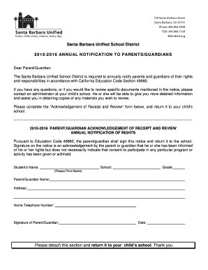 Santa Barbara Unified School District Annual Notification