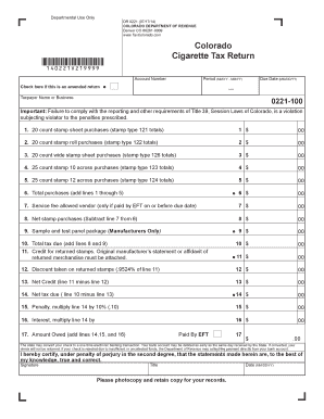 Colorado Cigarette Tax Return