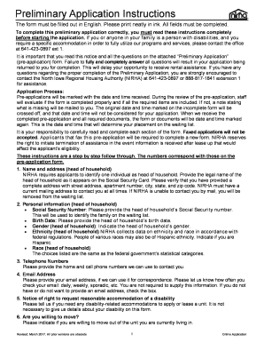 Preliminary Application for Rental Assistance