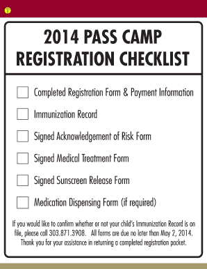 Immunization schedule pdf - 2014 PASS Camp Registration Form - University of Denver