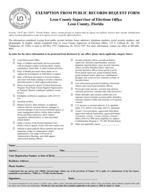 Exemption from Public Records Request Form