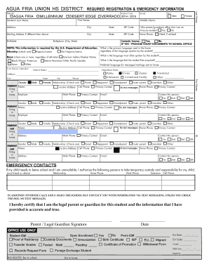 Agua Fria Union High School District Enrollment Form