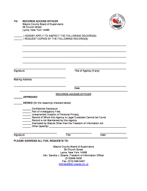 New York Freedom of Information Request Form