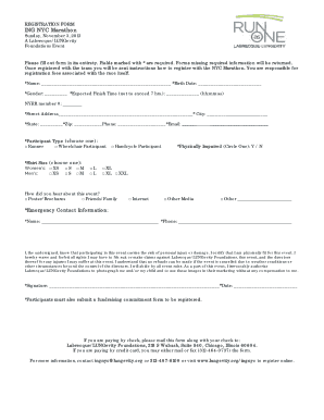 ING NYC Marathon Registration Form