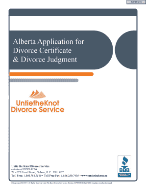 Alberta Divorce Certificate Application