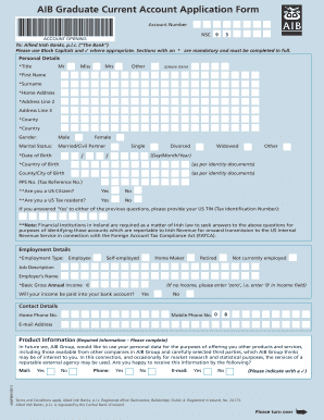 AIB Graduate Current Account Application Form