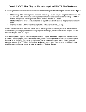 HACCP Plan Worksheets