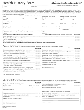 Health History Form ADA
