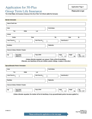 50-Plus Term Life Insurance Application