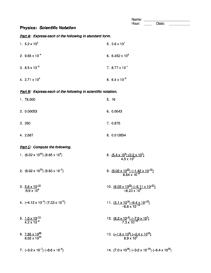 Physics Scientific Notation Worksheet