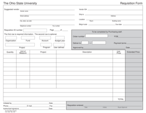 Ohio State University Requisition Form