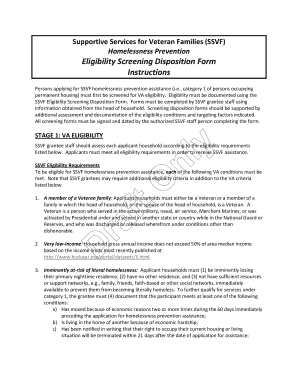 SSVF Homelessness Prevention Eligibility Screening Form