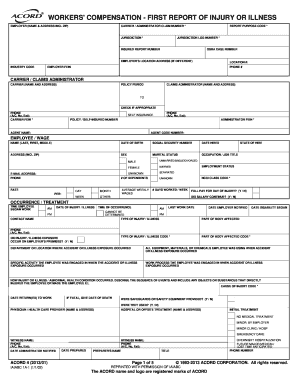 Workers' Compensation First Report of Injury or Illness