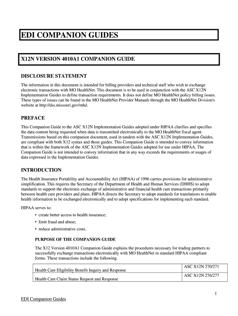 Fillable Online EDI Companion Guides MO Manuals Fax Email