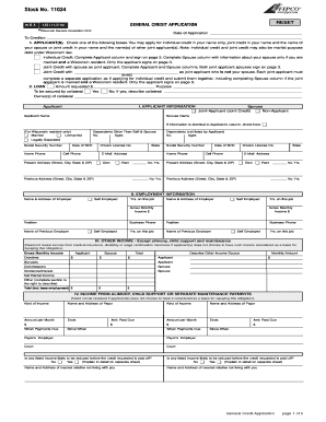 Wisconsin General Credit Application