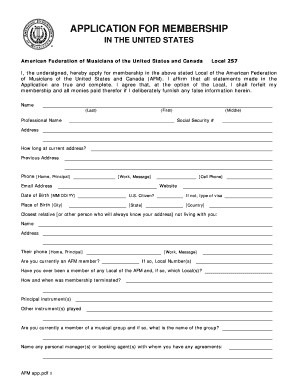 AFM Application for Membership