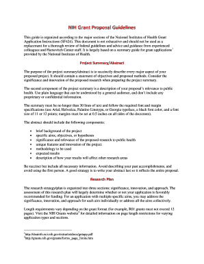 Fillable Online NIH Grant Proposal Guidelines Fax Email Print - pdfFiller