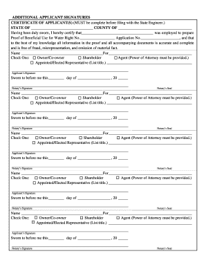 Certificate of Applicant for Water Right Proof