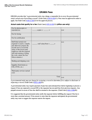 Utah GRAMA Fees Request Form