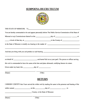 Missouri Subpoena Duces Tecum