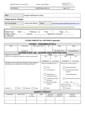 AE/ADR Reporting Form