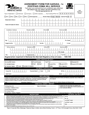 Garuda Postpaid CDMA WLL Service Agreement