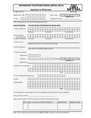 MTNL Delhi Toll Free Service Application