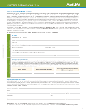 MetLife Customer Authorization Form