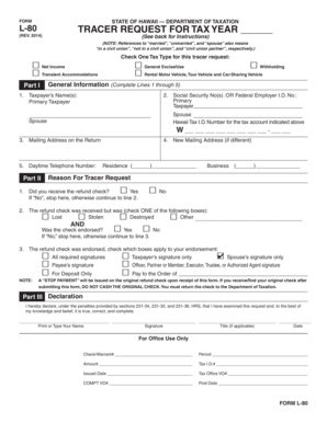 Hawaii Tax Refund Tracer Request Form