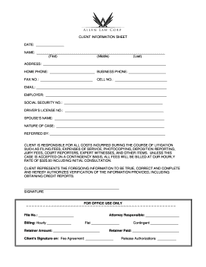 Client Information Sheet