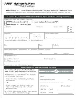 AARP MedicareRx® Plans Enrollment Form