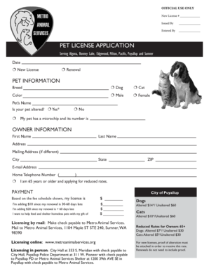 Pet License Application