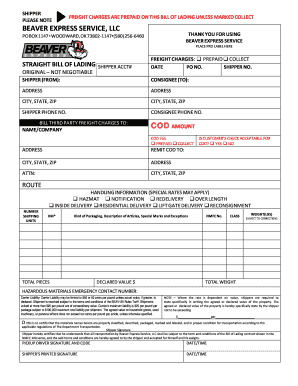 Ups bill of lading pdf - beaver express tracking