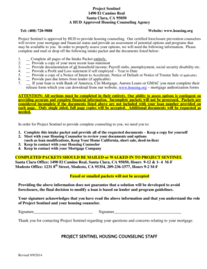 HUD Approved Housing Counseling Intake Form