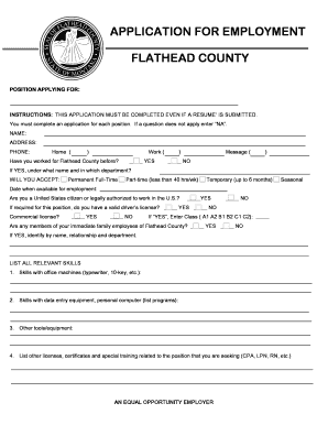 Flathead County Employment Application
