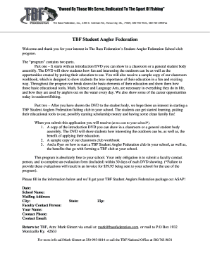 TBF Student Angler Federation Application