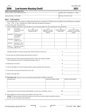 California Low-Income Housing Credit Form 3521
