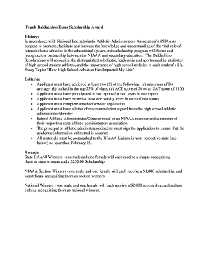 Frank Baldachino Essay Scholarship Award Application