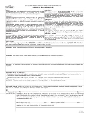 New Hampshire Power of Attorney Form DP-2848