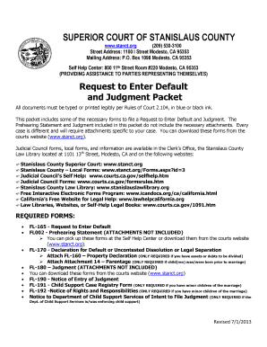 Request to Enter Default and Judgment Packet