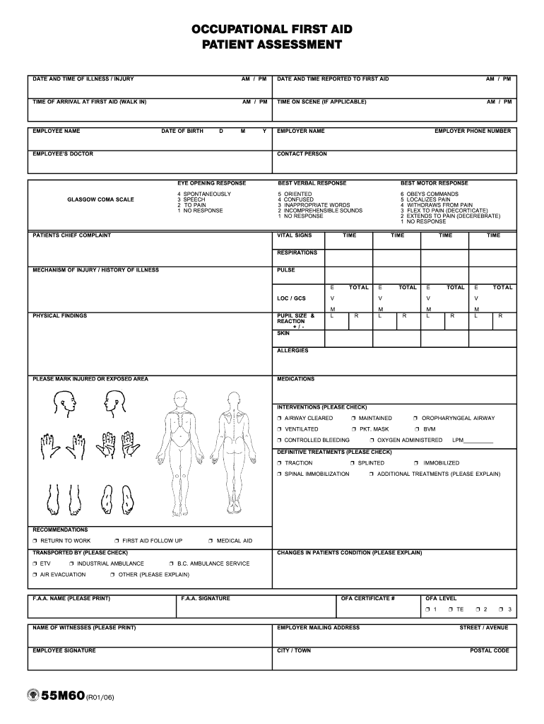 First Aid Patient Assessment Form Fill Online Printable Fillable 