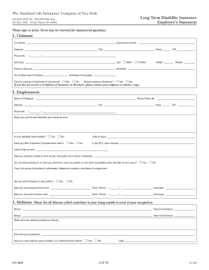 New York Long Term Disability Benefits Claim Form